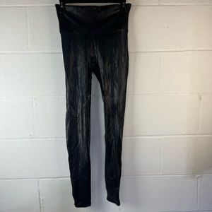 Spanx Faux Black Leather Leggings, Medium